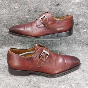 Magnanni Monk Strap Shoes Men's Size 14 Brown Burnished Leather Portugal 19736